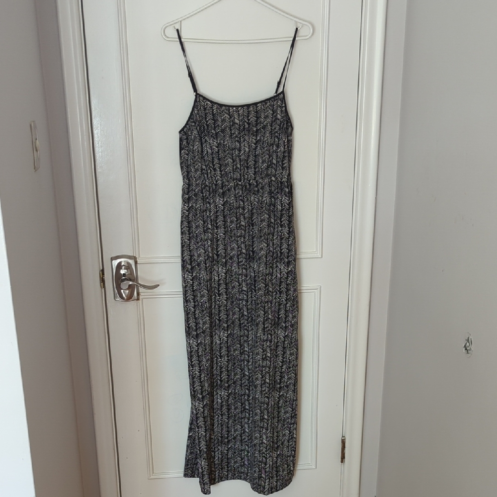 LOFT Black and White Patterned Maxi Dress